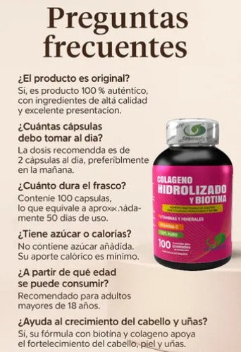 Colageno Hidrolizado + Biotina X 100 Sofgels
